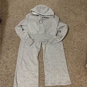 Gray Hooded Sweatshirt and Pants Set